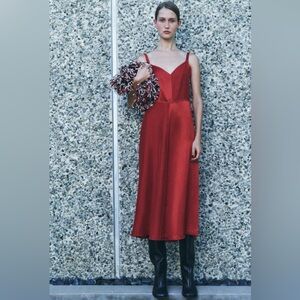NWT ZARA SATIN EFFECT SLIP DRESS ZW COLLECTION SIZE XS